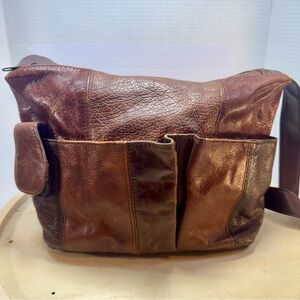 Brown Patchwork Crossbody Bag